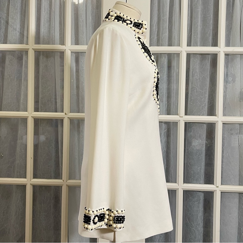 TORY BURCH Ivory Heavily Beaded Tunic Top sz 6 - Picture 5 of 13
